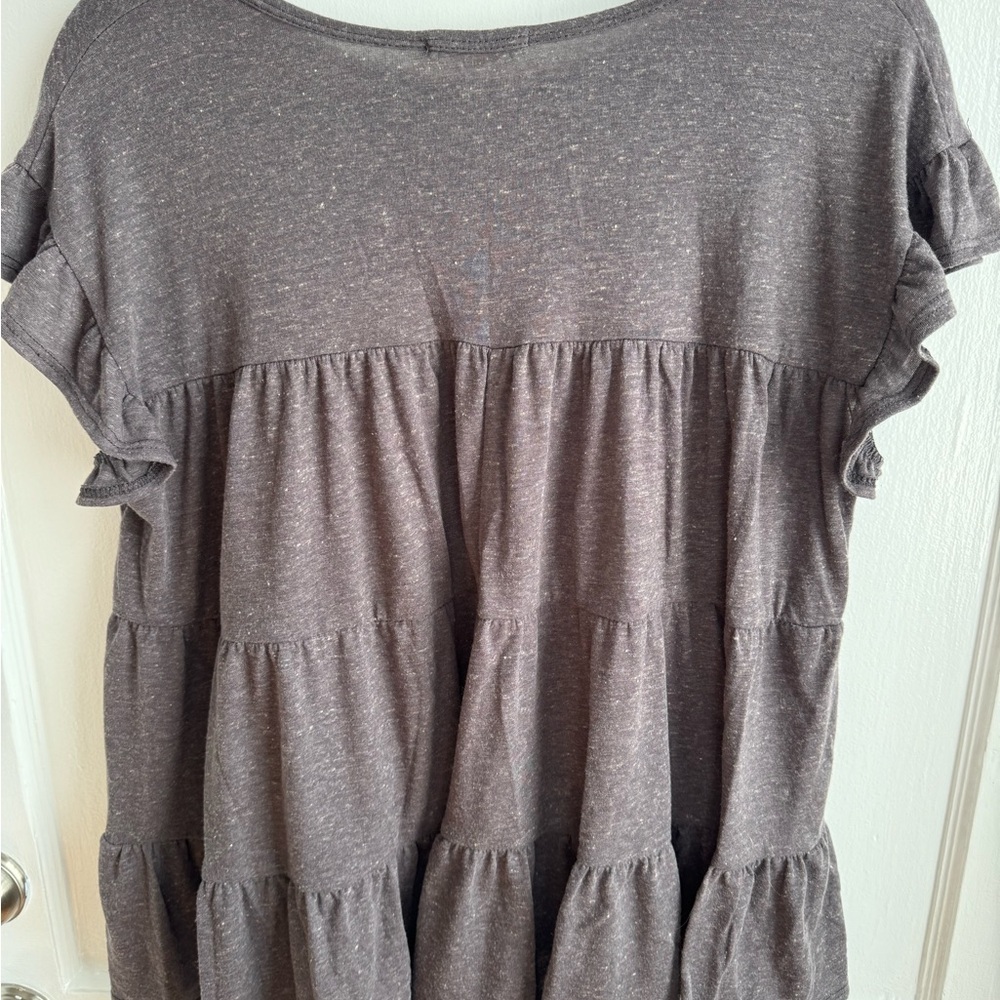 Gray Ruffled Women's Top - Picture 2 of 3